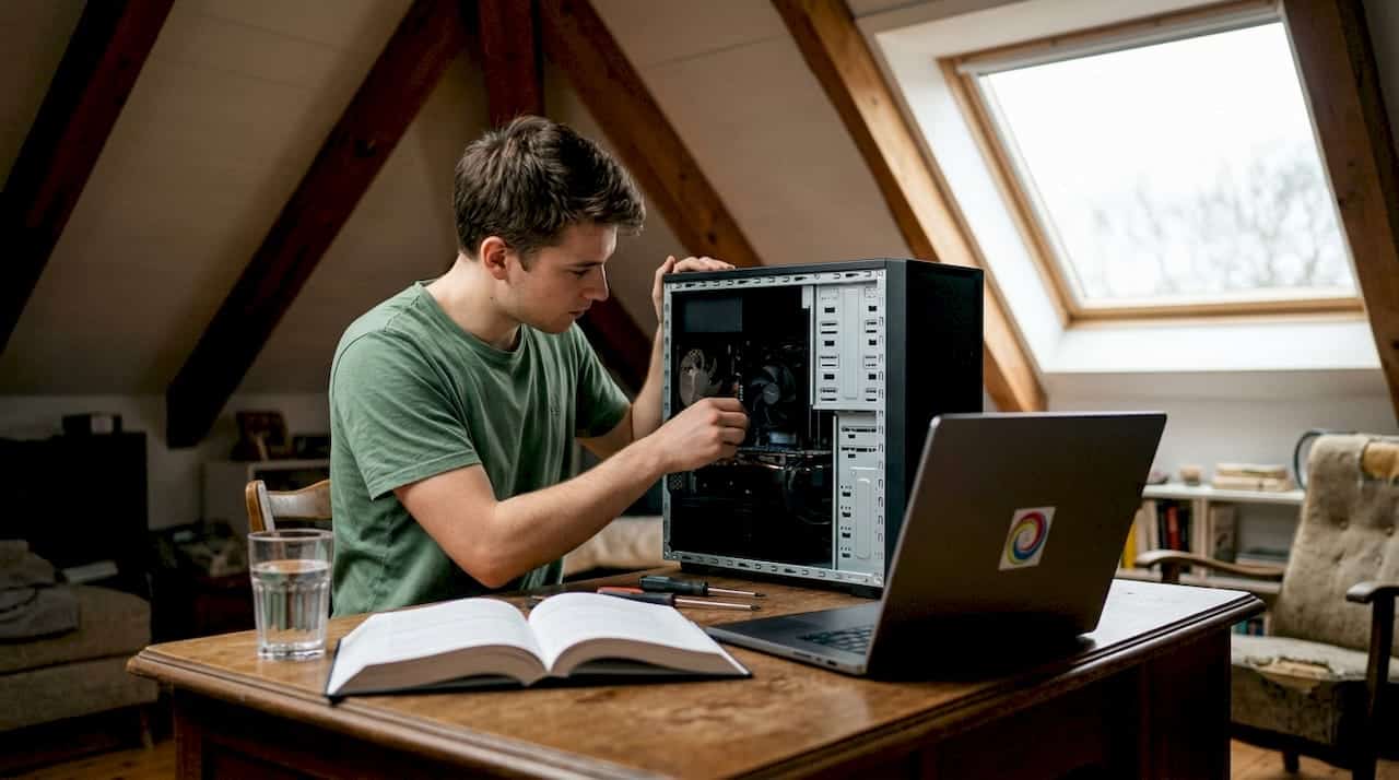 Man past ventilators van zijn stille computer aan