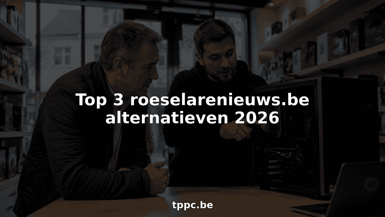 In de computerwinkel overlegt een monteur met een klant over de reparatie van een pc.