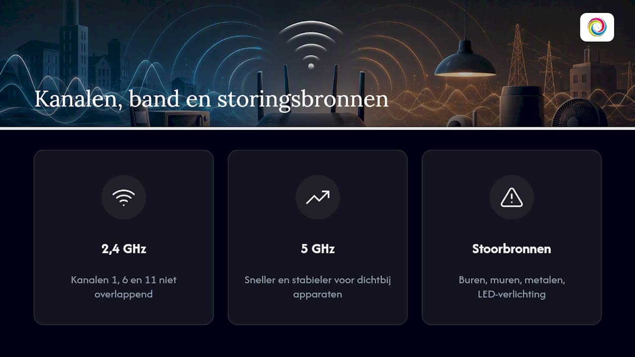 Schema van wifi-kanaaloverlap en bandkeuze