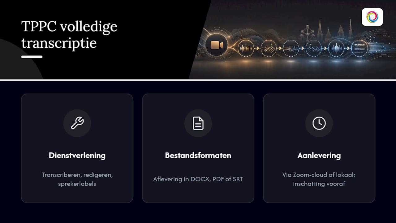 TPPC neemt je Zoom-transcriptie volledig uit handen — overview diagram