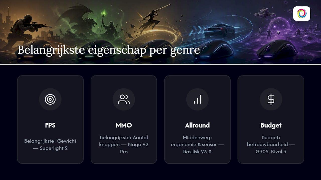 Kenmerken van gamingmuizen per speelgenre