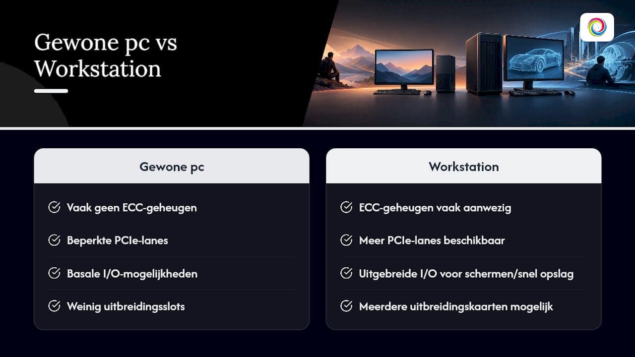 Vergelijking tussen een gewone pc en een workstation