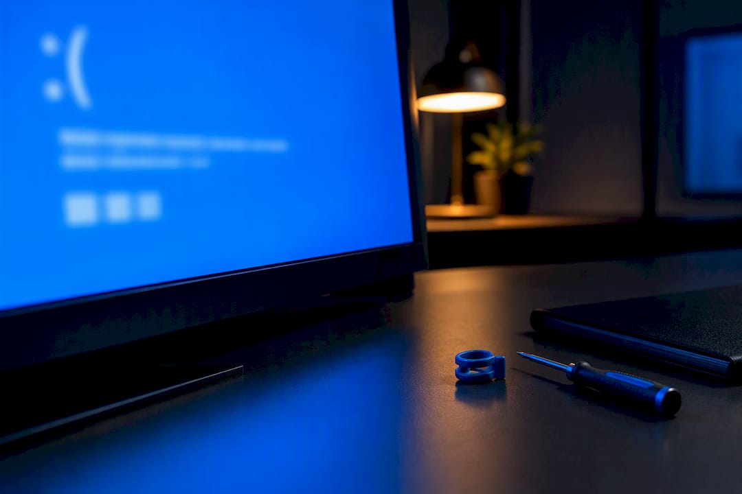 Blauw scherm van Windows tijdens computerdiagnose