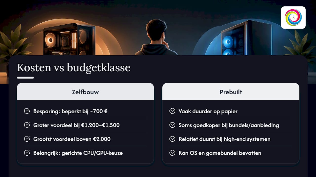 Kostenvergelijking tussen een zelfbouw-pc en een kant-en-klaar systeem