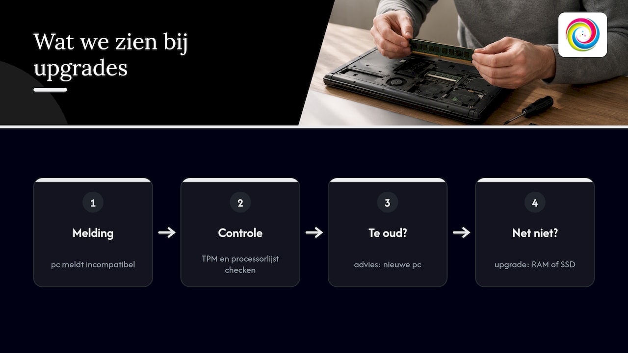 Wat we in de praktijk zien bij upgrades en maatwerk — overview diagram