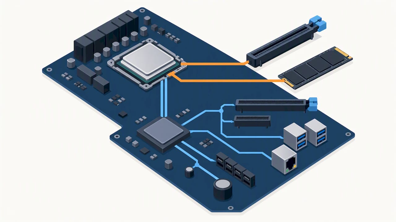 CPU- en chipset-lanes gebruiken gezamenlijk de moederbordaansluitingen